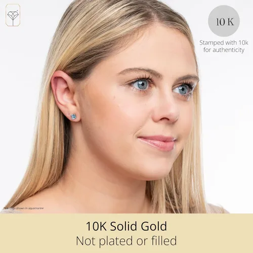 Vista 2 de Tienda Collection 10k White Gold Princess Cut November Birthstone Citrine Square Stud Earrings for Women