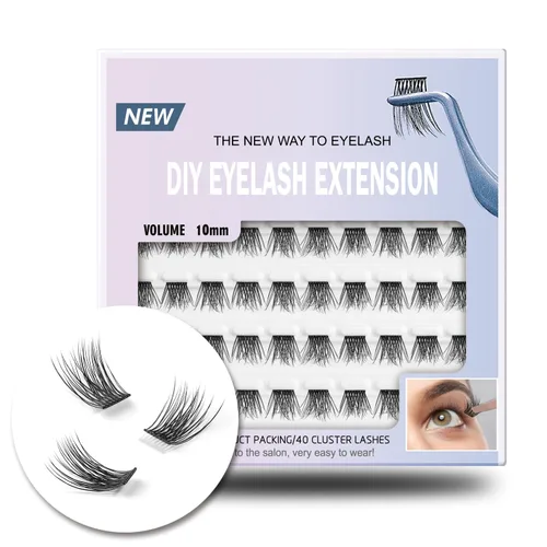 Vista 13 de Racimos de pestañas, extensión de pestañas DIY, racimos de pestañas individuales reutilizables, pestañas postizas de efecto 3D Wispy C Curl