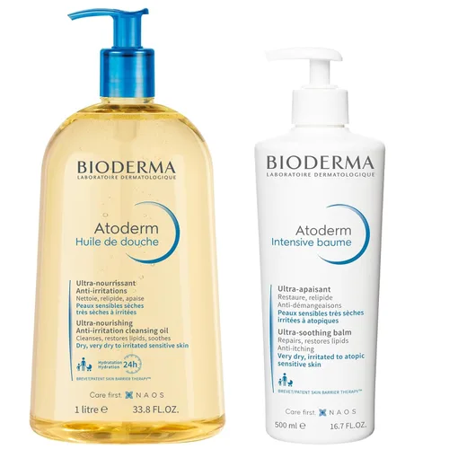 Bioderma Atoderm Shower Oil, Cleansing Oil For Face & Body, Nourishing Cleansing Oil For Dry to Atopic Sensitive Skin For Softer & Smooth Skin For
