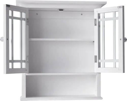 Vista 6 de Gabinete de pared de dos puertas Elegant Home Fashions modelo Neal, MDF, Blanco