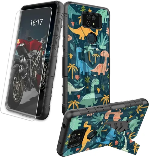 Vista 12 de Funda para AT&T Maestro Max 2021/Cricket Ovation 2 con protector de pantalla de vidrio templado, funda resistente con función atril integrada