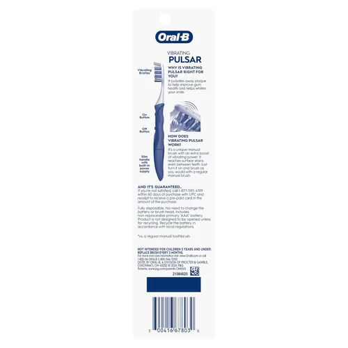Vista 8 de Cepillo de dientes con batería Oral-B Pro-Health Pulsar, suave, azul, 2 unidades (paquete de 1)