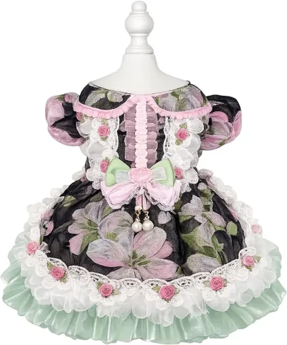 Vista 103 de Moda Vestido de Princesa de Encaje para Perro Cachorro Dulce para Perro EXTRAL Pequeño y Pequeño A-Negro XX-Pequeño
