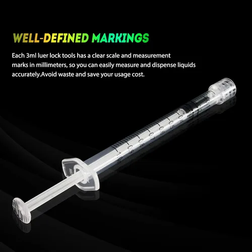 Vista 4 de Jeringa de 1ml/cc con aguja Luer Lock de calibre 25 de 1 pulgada, jeringas de muestra desechables de laboratorio, paquete de 20
