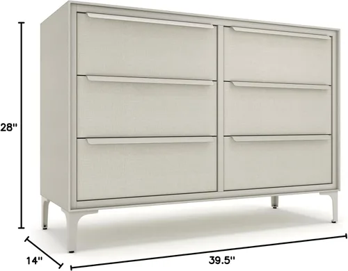 Vista 20 de Tinge Naima - Cómoda de tela premium - Marco de metal resistente, 5 cajones espaciosos a prueba de hundimiento con elegantes asas de metal