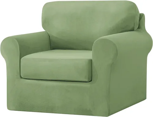 UNBBRRL Fundas de sofá de 3 piezas para sofá, funda de terciopelo elástico para sillón con 1 funda de cojín de asiento y 1 funda de respaldo para