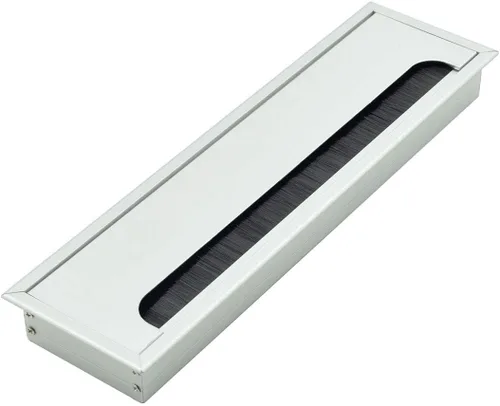 Vista 6 de Organizador de Ojal Grande Rectángulo para Cables de Metal con Cubierta de Agujeros de Alambre Negro 280mm x 80mm