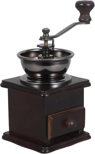 Generic Vintage Manual Coffee Grinder - Portable Hand Coffee Bean Mill For Espresso Turkish Brew - Ideal For Camping & Home Dark Brown