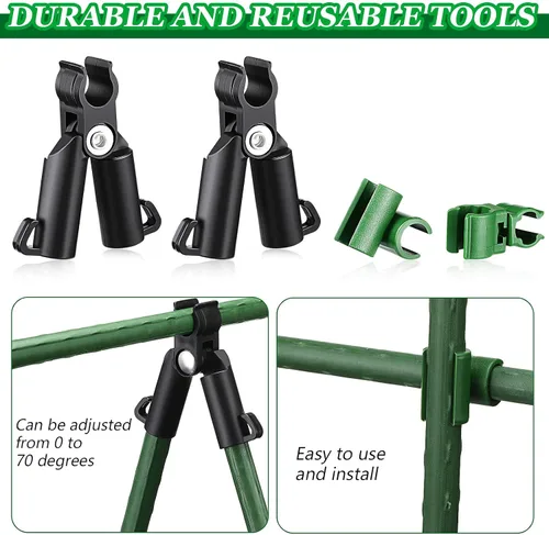 Vista 10 de 50 piezas de clip de conector de enrejado ajustable para plantas, estacas de plástico para jardín, tipo A, clip de hebilla para juntas de conexión