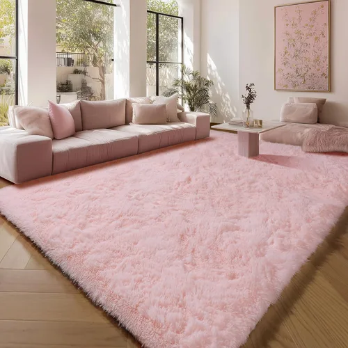 Vista 146 de ONASAR - Alfombra redonda rosa claro de 2 pies, esponjosa, lavable, tapete de gato o perro, suave, afelpada, peluda, tapete circular para dormitorio