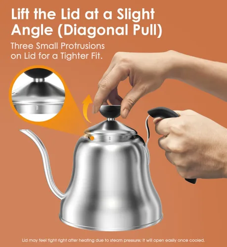 Vista 9 de Hervidor de café para estufa, hervidor de cuello de cisne premium, tetera para verter café y té, tetera de estufa, calentador de agua caliente