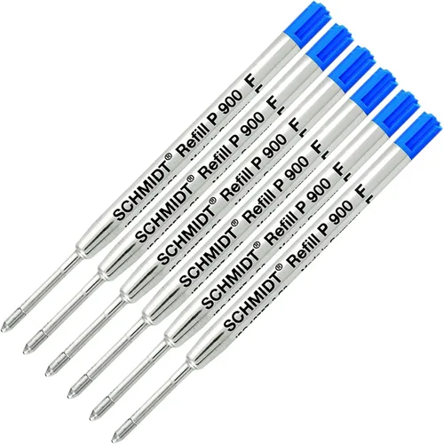 Paquete de 6 – Recambio de bolígrafo estilo Schmidt Parker de punta fina Blue-P900