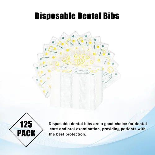 Vista 6 de Baberos dentales pediátricos, cubierta protectora bucal desechable para niños, suministros de cuidado dental, 18 pulgadas de largo x 13 pulgadas