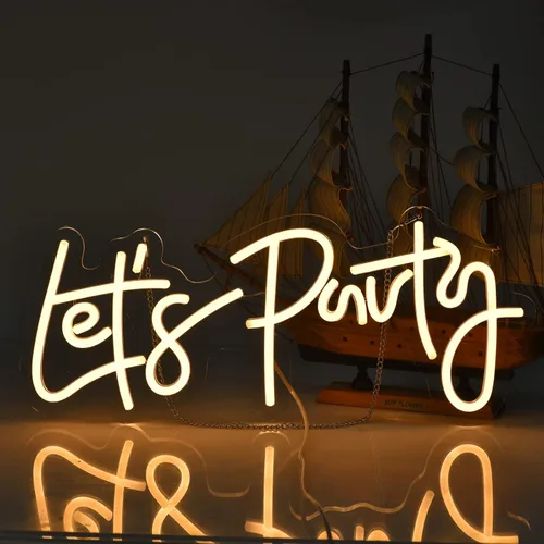 Vista 3 de Let's Party Neon Signs Dimmable Neon Light Sign for Wall Decor LED Neon Sign Art Decorative Lights for Bachelorette Party, Engagement Party