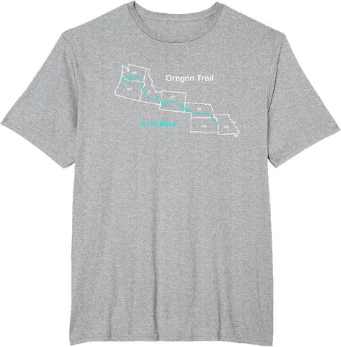 Vista 20 de Route Map of The Oregon National Historic Trail T-Shirt Asphalt Grey