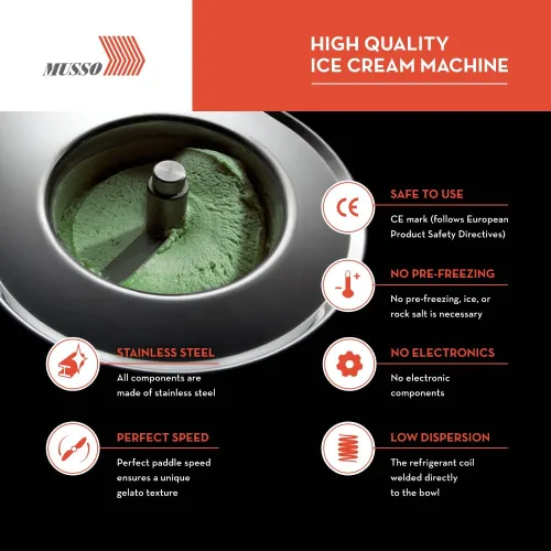 Vista 4 de Lello 4080 Musso lussino fábrica de helados 1.5 cuarto de galón de acero inoxidable