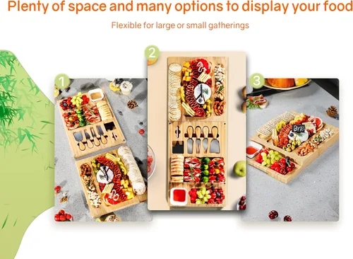 Vista 3 de Tablas de charcutería, tabla de queso Thereye con juego de cuchillos, juego de tablas de charcutería extragrande, regalos para mujeres, regalos