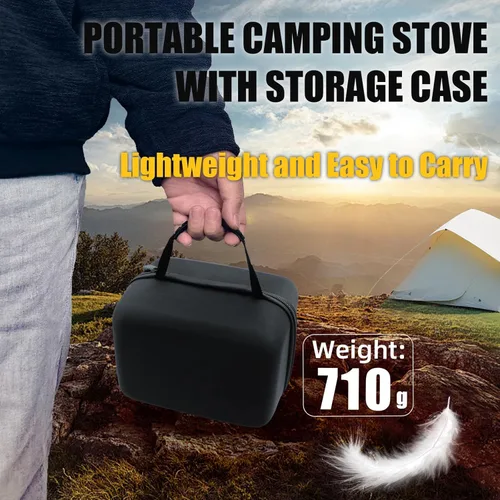 Vista 5 de Estufa de camping portátil, potente estufa de gas, estufa de campamento de propano con funda de transporte, estufa de propano pequeña de 30,000 BTU