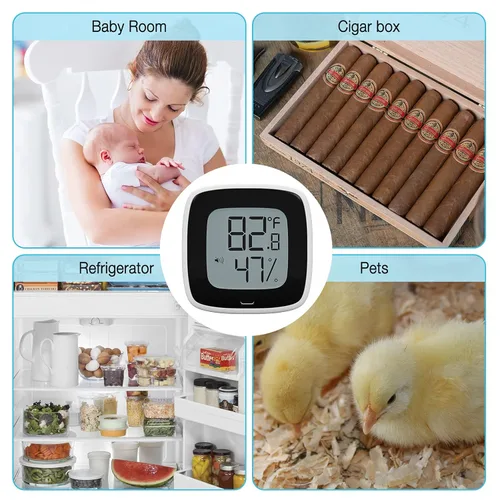 Vista 7 de Diivoo - Monitor digital de temperatura y humedad termómetro Bluetooth para habitación sensor higrómetro con notificación de aplicación