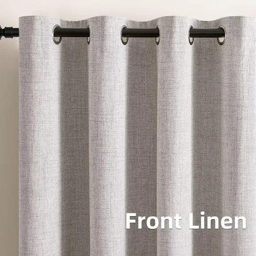 Vista 124 de CUCRAF - Juego de 2 paneles de cortinas de ventana con oscurecimiento total del 100%, de 54 pulgadas de largo, con aspecto de lino falso, cortinas