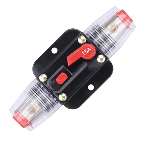 ZOOKOTO 12 V-24 V CC 15 A Car Audio Inline Disyuntor de reinicio de los soportes de fusibles para interruptor estéreo, protección del sistema de