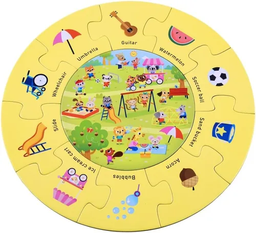 Vista 2 de MOLLYBEE KIDS Parque de rompecabezas de actividades Seek-and Find, 2 años, primer rompecabezas, 11 piezas, doble cara