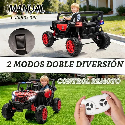 Vista 5 de POSTACK 24V 8Ah vehículo de paseo para niños pequeños, 4WD eléctrico de 4 ruedas, camión volcador para niños de 2 plazas con control remoto