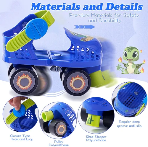 Vista 4 de Kids Roller Skates for Girls and Boys Age 2-4 Years Old,Adjustable Quad Toddler Children Beginner Roller Skates