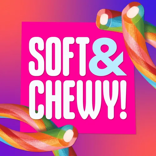 Vista 2 de SweeTARTS Mega Filled Ropes Candy, Twisted Rainbow Punch, Dulce y Ácido, 1.32 oz (Paquete de 24)