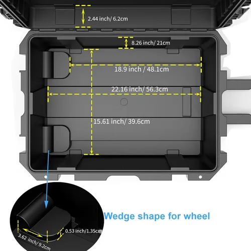 Vista 2 de Regetek Funda rígida impermeable, 27 x 20 x 13 pulgadas, funda rígida con ruedas, mango retráctil para cámara, dron, herramienta, electrónica, a