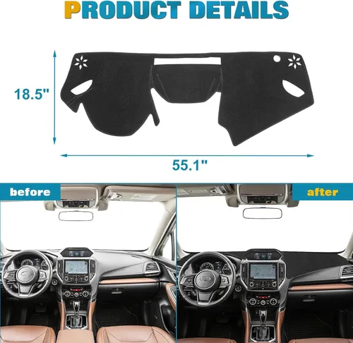 Vista 3 de x xotic tech Tapete para consola central para tablero de instrumentos precortado, antideslizante, protector solar antirreflejos, cubierta negra