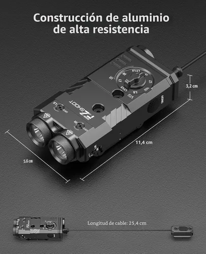 Vista 6 de EZshoot Linterna de rifle de 1600 lúmenes/iluminador IR con láser verde/IR 4 en 1, combo magnético recargable, linterna IR para rifle