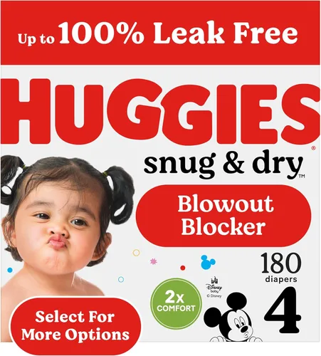 Vista 55 de Huggies Pañales de tamaño 4, pañales para bebé Snug & Dry, talla 4 (22-37 libras), 30 unidades, el embalaje puede variar
