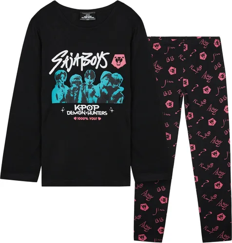 KPop Demon Hunters 2 piezas de pijama para niñas y adolescentes de 5 a 14 años - Licencia oficial - Camiseta y pantalones de pijama Huntrix Saja -