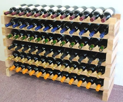 Vista 8 de Estante de vino de madera -48 botellas modulares de madera dura para vino (12 botellas x 4 estantes)