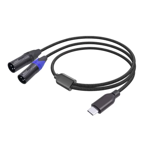 Vista 8 de Cable de audio USB C a doble XLR macho de 3.3 pies,Cable amplificador de potencia estéreo macho USB C a 2 XLR, conexión USB c para teléfono móvil