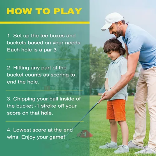 Vista 9 de Golf Yard Bucket Games, 6 Holes Bucket Backyard Golf Game Set with LED Light and Flags for Adults & Kids Indoor Outdoor, Golf Practice Gift for