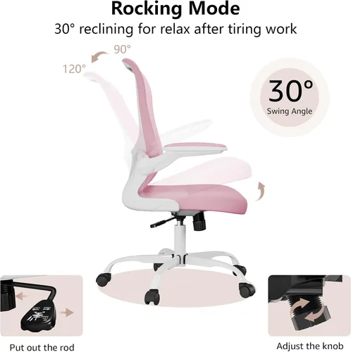 Vista 5 de Silla de oficina ergonómica, cómoda silla giratoria para oficina en casa, silla de escritorio de malla transpirable, silla de computadora de apoyo