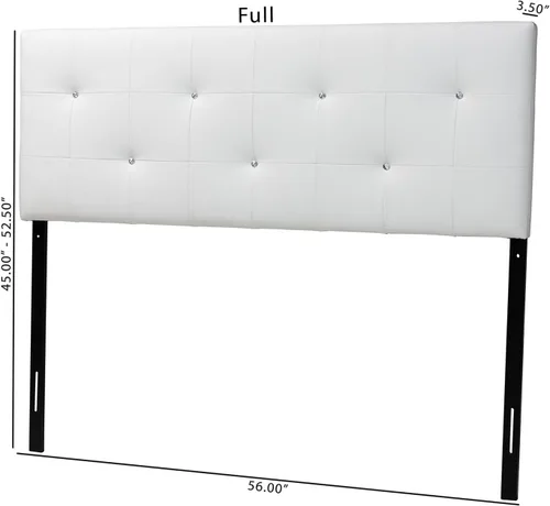 Vista 3 de Baxton Studio Dalini cabecera para interiores con botones de cristal de imitación, Vinilo, Blanco