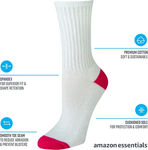Vista 2 de Tienda Essentials Calcetines de algodón ligeramente acolchados para mujer, 10 pares