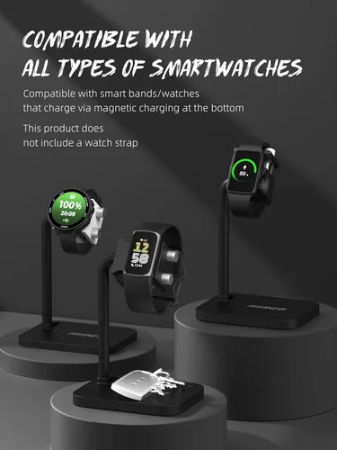 Vista 4 de Base universal ajustable para reloj inteligente y soporte de seguimiento de fitness, base de carga de reloj, compatible con Samsung, Xiaomi, Amazfit