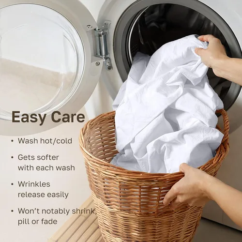 Vista 7 de California Design Den - Juego de sábanas suaves como la seda, 3 piezas de 800 hilos, 100 % algodón, con sábana bajera duradera de esquinas Blanco