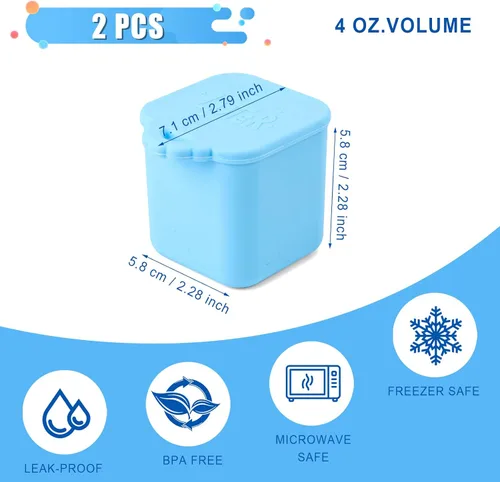 Vista 2 de 2 recipientes de inmersión compatibles con recipientes de silicona de 4 onzas para aderezo de ensalada para la mayoría de las loncheras Bento, tazas