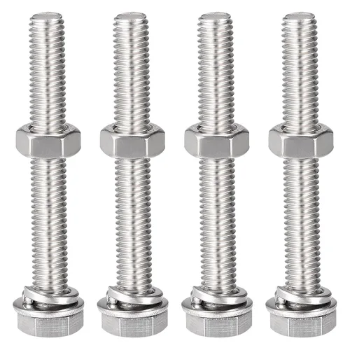Vista 9 de uxcell Tornillos de cabeza hexagonal M8 x 1.969 in, tuercas, kits de arandelas planas y de bloqueo, tornillos hexagonales de acero inoxidable 304, 4