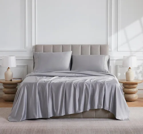 Vista 16 de Linen Closet Juego de sábanas de algodón egipcio de 1000 hilos, 4 piezas, tamaño matrimonial, blanco ártico