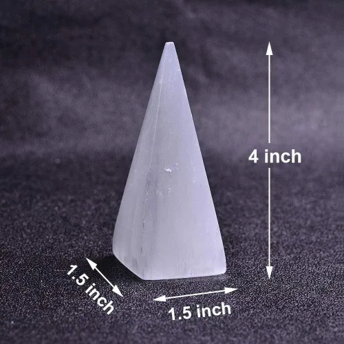 Vista 2 de JIC Gem Piedra de cristal de selenita blanca con fuertes efectos curativos y calmantes, A-pyramid 4