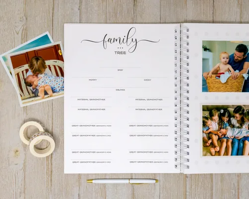 Vista 4 de Baby Memory Book - Hard Cover First Year Album Personalized with Baby’s Name - Boy Baby Journal (Blue Gingham)