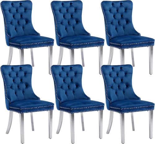 Vista 14 de Juego de 2 sillas de comedor de terciopelo beige, modernas sillas de cocina