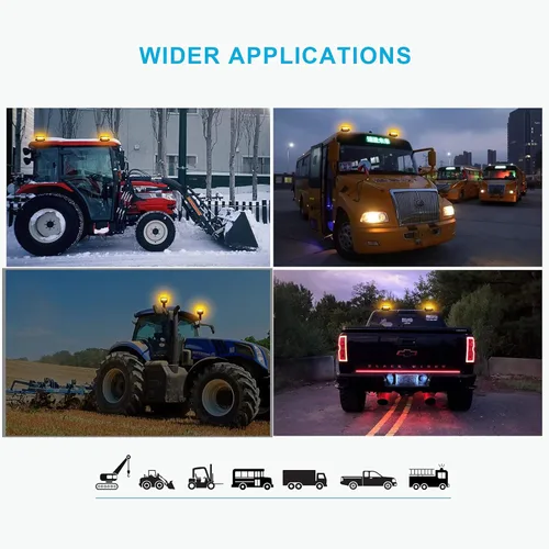 Vista 6 de Agrieyes Amber Beacon LED Emergency Strobe Lights - 3.6Inch Pole Mount Safety Warning Lights for Vehicles, Construction, Snow Plow & More