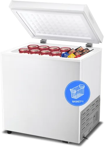 Vista 9 de Kismile Congelador de Pecho de 1.8 Pies Cúbicos con Cesta Extraíble de Pie Libre con Puerta Superior que se Abre Congelador Compacto con Temperatura